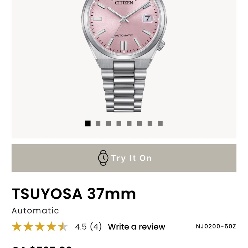 Citizen Tsuyosa Pink Dial Silver Bracelet Watch